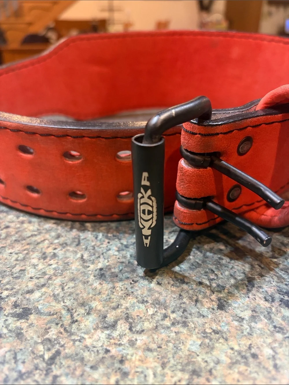 Inaka Power 10mm Red Leather Lifting Belt with Double Buckle